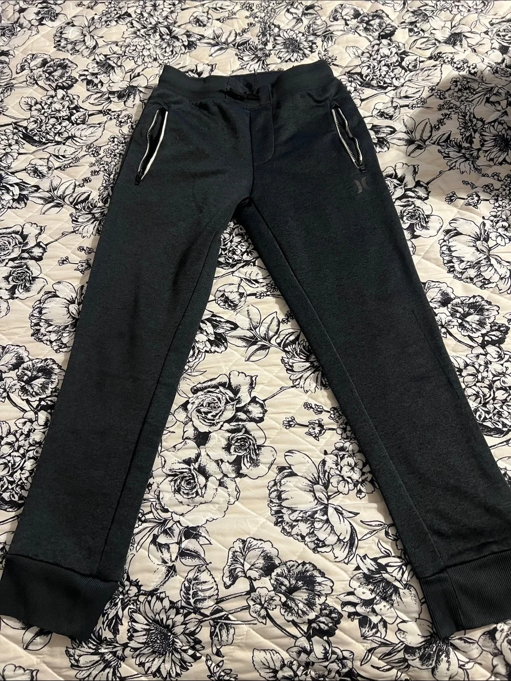 Hurley Boys Black Jogger Sweatpants with Zip Pockets